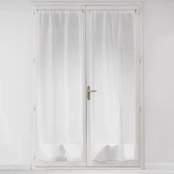 Paire de voilages droits passe-tringle 2 x 70 x 240 cm Effet lin tissé Milza Blanc