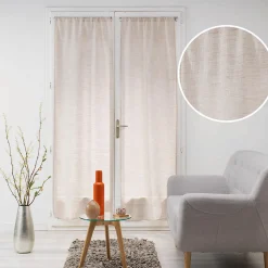Paire de voilages droits passe-tringle 2 x 70 x 200 cm Effet lin tissé Milza Beige