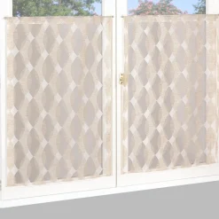Paire de Voilages Dévoré Beige 60x90cm - Finition Passe-Tringle