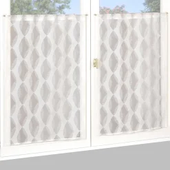 Paire de Voilages Dévoré Blanc 60x90 cm avec Finition Passe-Tringle.