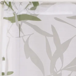 Paire de Voilages Dévoré Feuilles de Bambou 60x90cm en Vert - Finition Prête à Poser