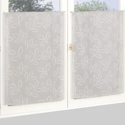 Paire de Voilages Effet Lin Imprimé Gomme 60x90cm - Gris