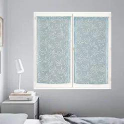 Paire de Voilages Effet Lin Imprimé Gomme 60x90cm Bleu - Dylrev