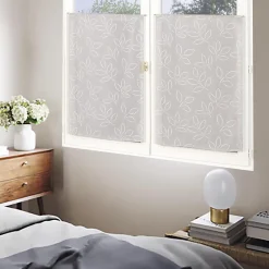 Paire de Voilages Effet Lin Imprimé Gomme 60x120cm - Gris pour un Intérieur Élegant