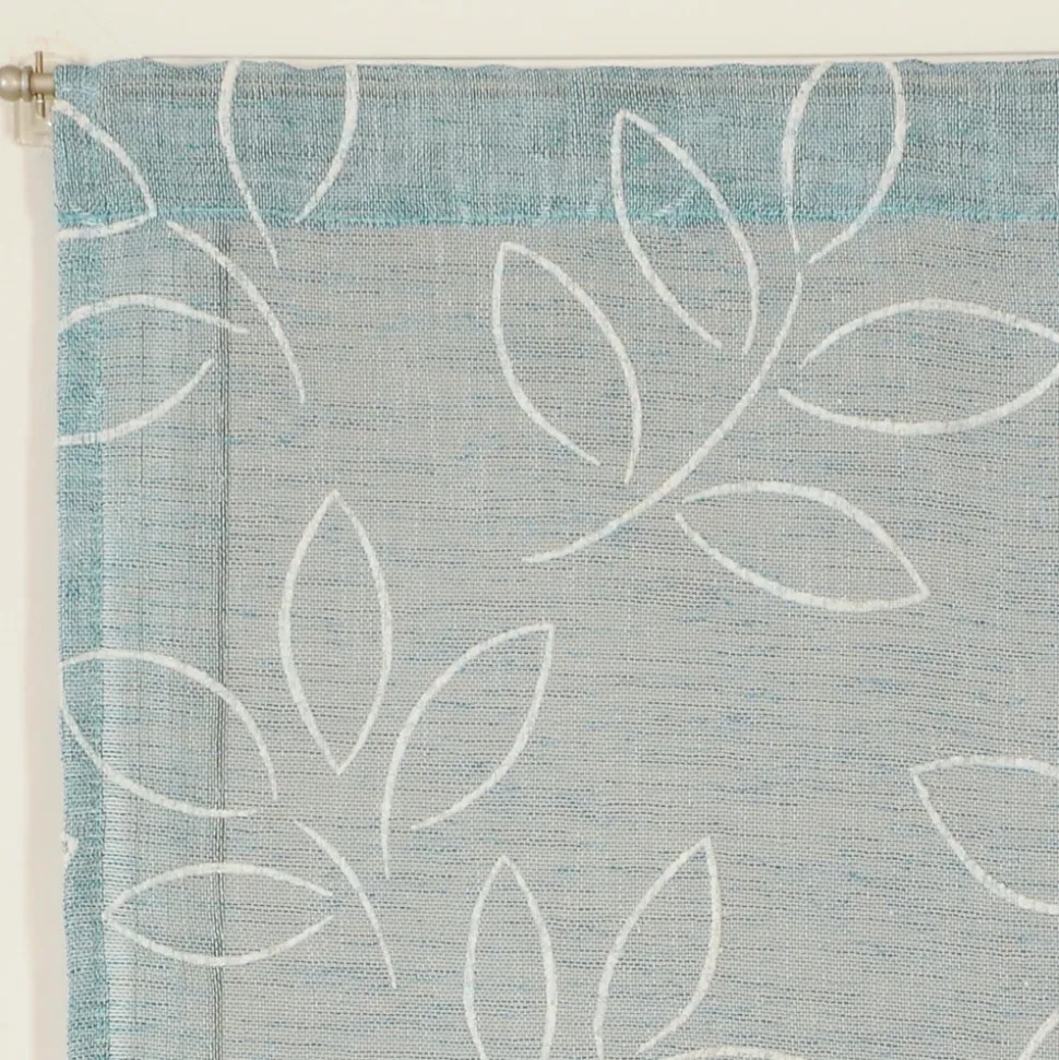 Paire de Voilages en Lin Imprimé Gomme - Finition Passe-Tringle 60x120cm Bleu Dylrev