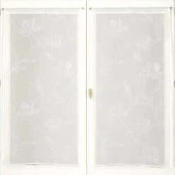 Paire de voilages en polyester à motif feuille arabesque, translucides, 60x120 cm, couleur naturelle