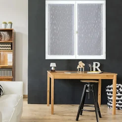 Paire de voilages en polyester avec impression métallique, 60x90cm, gris, prêts à poser