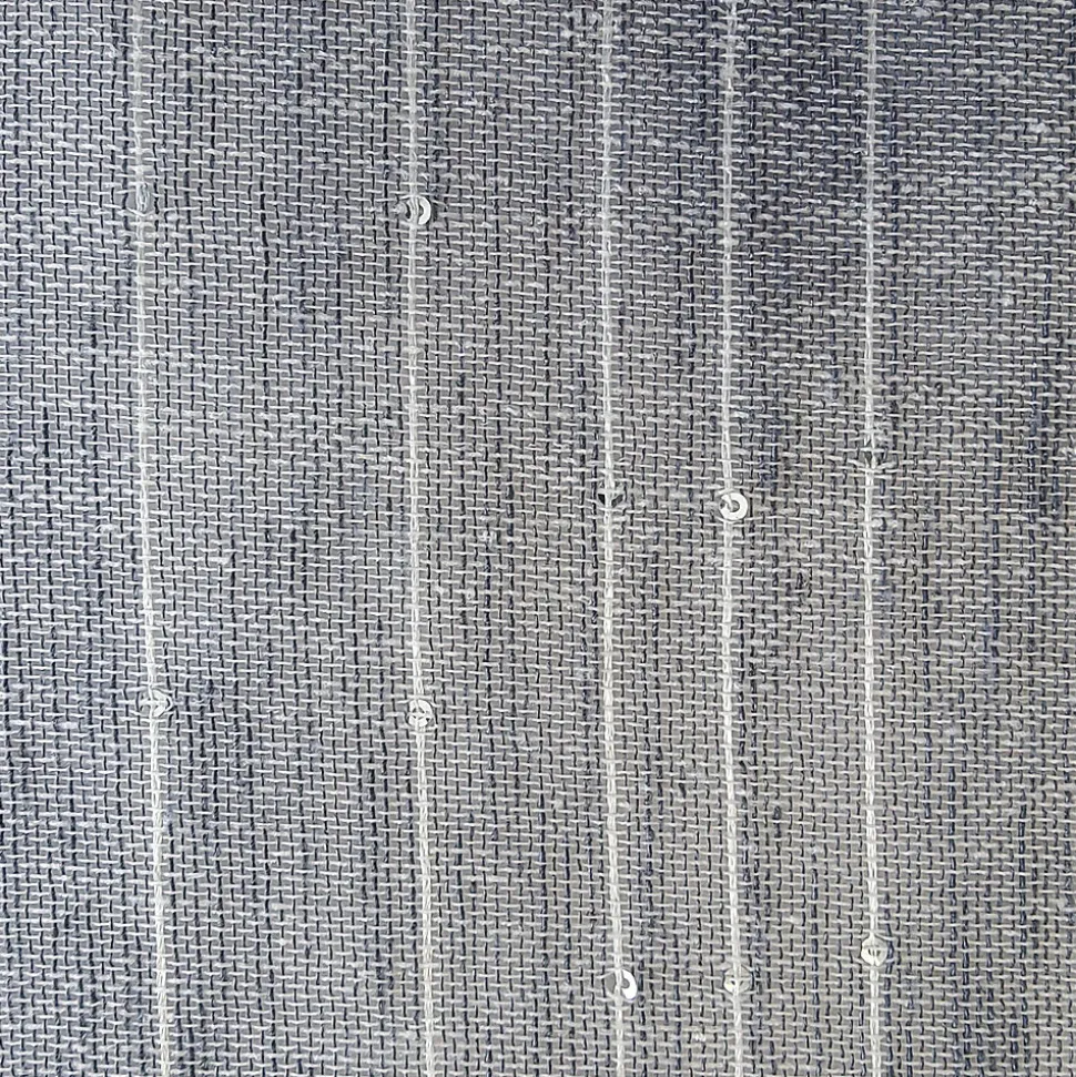 Paire de voilages en étamine avec sequins, 60x90cm, gris, prêts à poser