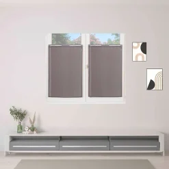 Paire de voilages en étamine unie avec œillets métalliques 60x90cm - Gris