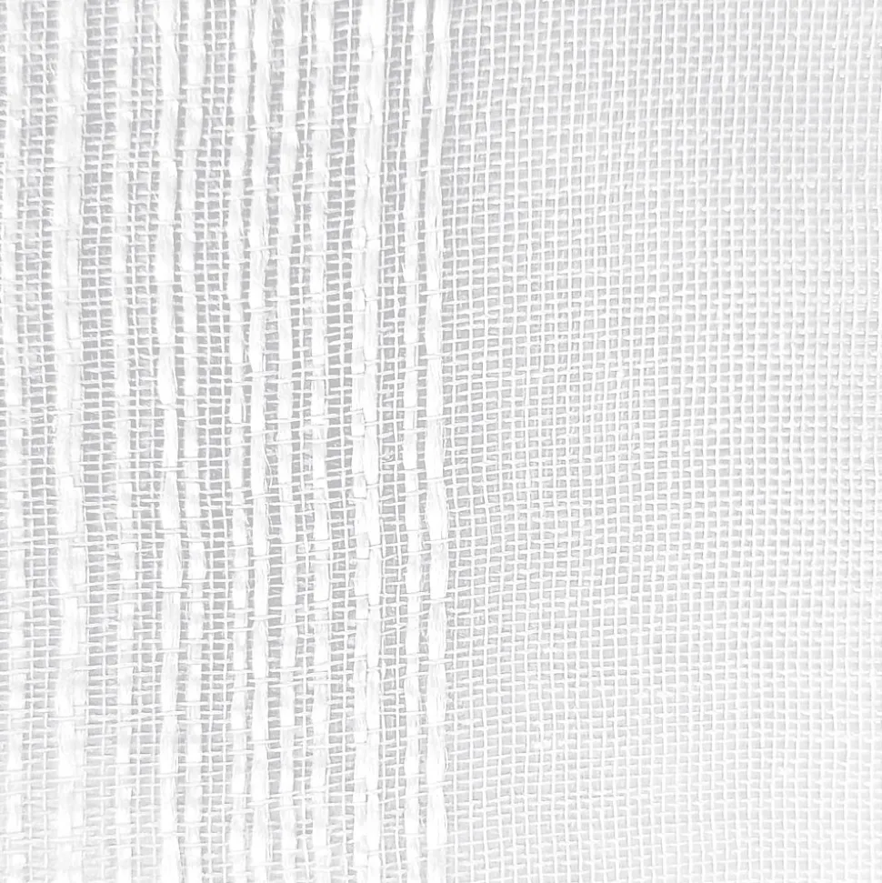 Paire de voilages en étamine à fines rayures blanches 60x160cm - Prêts à poser