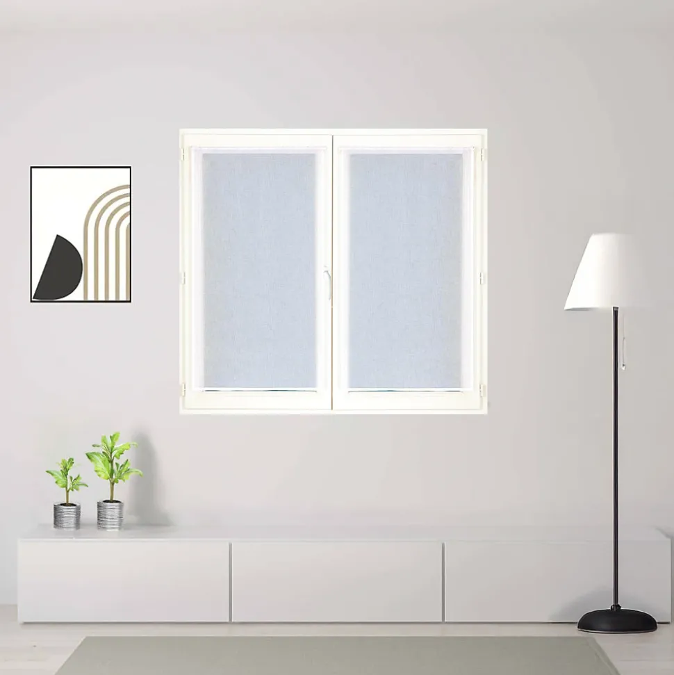 Paire de voilages en étamine unie 60x90cm - Prêts à poser en blanc, Dylrev