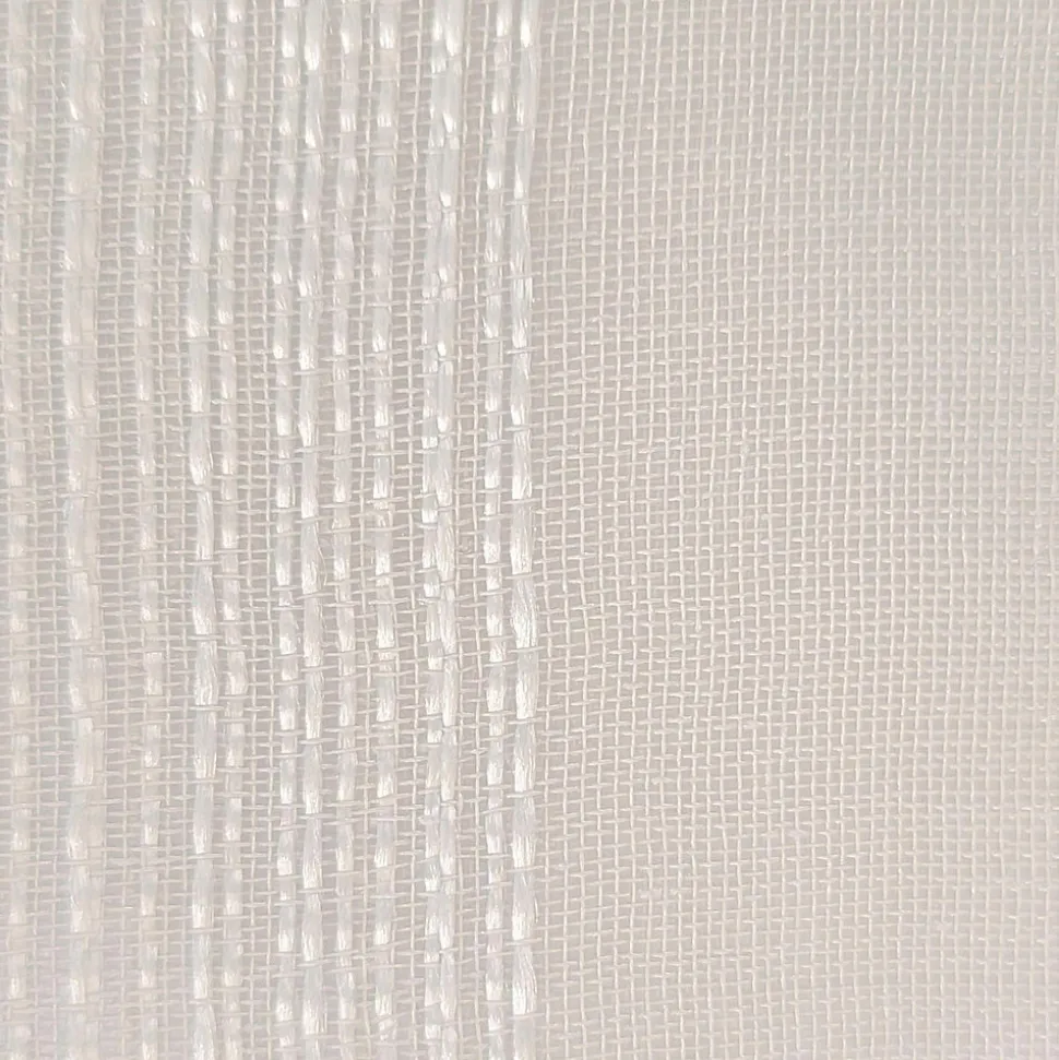 Paire de voilages en étamine ivoire avec fines rayures - 60x160cm, prêts à poser