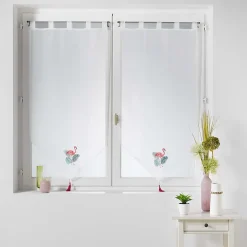 Paire de Voilages "Flamingo Pink" 60x90cm Blanc