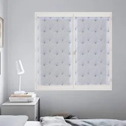 Paire de Voilages Géométriques Bleus 60x90cm - Finition Passe-Tringle