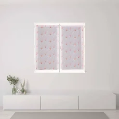Paire de Voilages Géométriques Terracota 60x90cm avec Finition Passe-Tringle