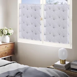Paire de Voilages Géométriques Gris 60x120cm avec Finition Passe-Tringle
