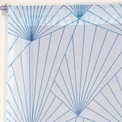 Paire de Voilages Géométriques Bleus 60x120cm avec Finition Passe-Tringle