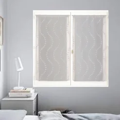 Paire de Voilages Gris à Petits Nœuds 60x90cm - Finition Passe-Tringle