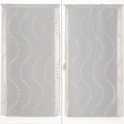 Paire de Voilages Gris à Petits Nœuds 60x90cm - Finition Passe-Tringle