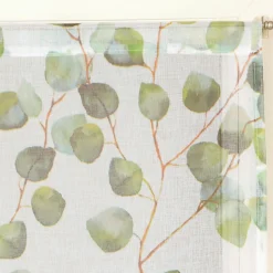 Paire de Voilages Imprimés Feuilles Vert 60x90cm - Finition Passe-Tringle