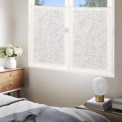 Paire de voilages imprimés feuilles naturels 60x160cm avec finition passe-tringle