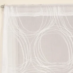 Paire de Voilages Imprimés Cercle 60x120cm - Décoration Élégante en Blanc