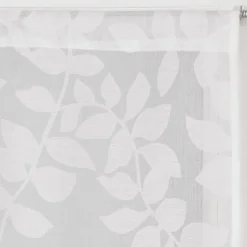 Paire de voilages imprimés feuilles 60x90cm - Finition passe-tringle, naturel.