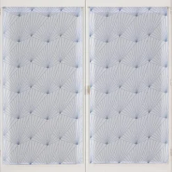 Paire de Voilages Imprimés Géométriques en Bleu - 60x160cm, Finition Passe-Tringle
