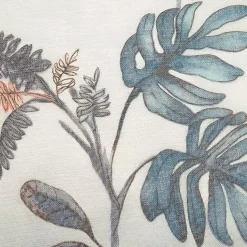 Paire de voilages imprimés bleu avec finition passe-tringle 60x160cm.