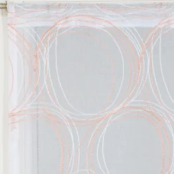 Paire de Voilages Imprimés Cercle Corail, 60x90cm avec Finition Passe-Tringle