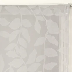 Paire de voilages imprimés feuilles gris 60x90cm - Finition passe-tringle