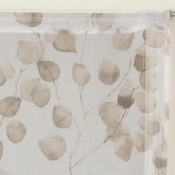 Paire de Voilages Imprimés Feuilles Beige 60x160cm - Finition Passe-Tringle