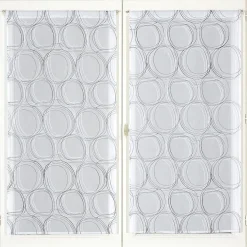 Paire de Voilages Imprimés Cercle 60x90cm - Finition Passe-Tringle Gris