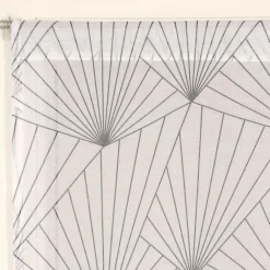 Paire de Voilages Imprimés Géométriques 60x90cm - Finition Passe-Tringle en Gris