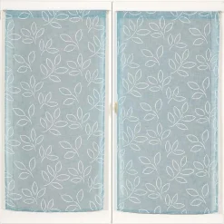 Paire de Voilages Imprimés Effet Lin 60x160cm en Bleu - Finition Passe-Tringle Dylrev