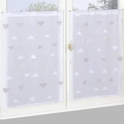 Paire de Voilages Jacquard Beige Triangulaire 60x120cm - Finition Passe-Tringle