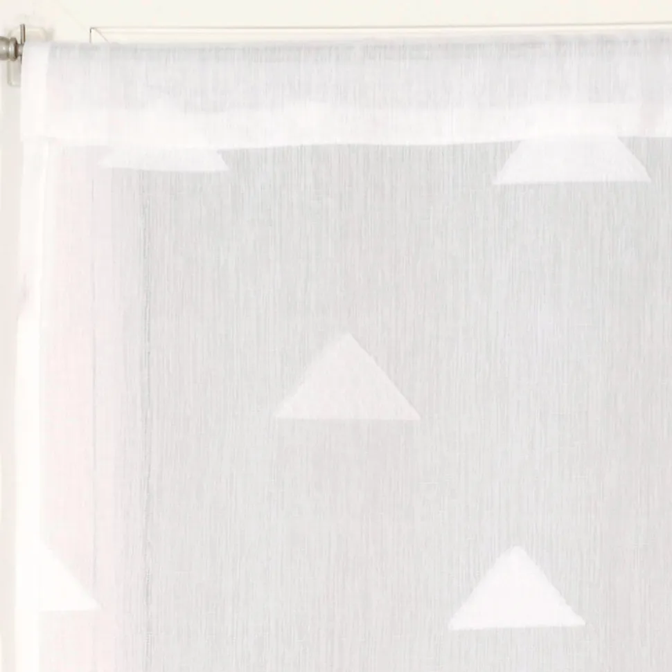 Paire de Voilages Jacquard Triangulaires 60x90 cm en Blanc - Finition Passe-Tringle