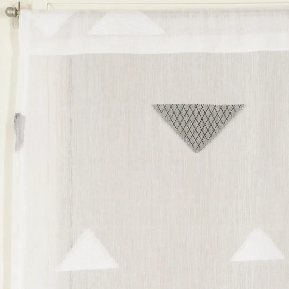 Paire de Voilages Jacquard Triangulaires 60x160cm - Finition Passe-Tringle, Gris