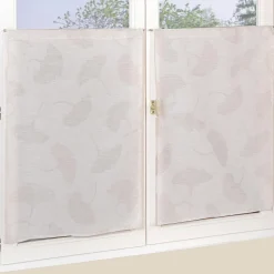 Paire de Voilages Jacquard Fleurs de Ginkgo 60x90cm - Galet