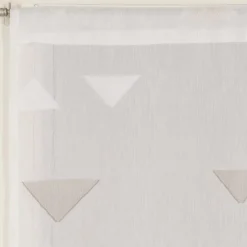 Paire de Voilages Jacquard Beige 60x160cm avec Motif Triangulaire et Finition Passe-Tringle