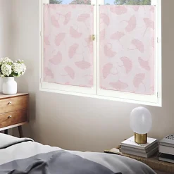 Paire de Voilages Jacquard Fleurs de Ginkgo 60x90cm Rouge