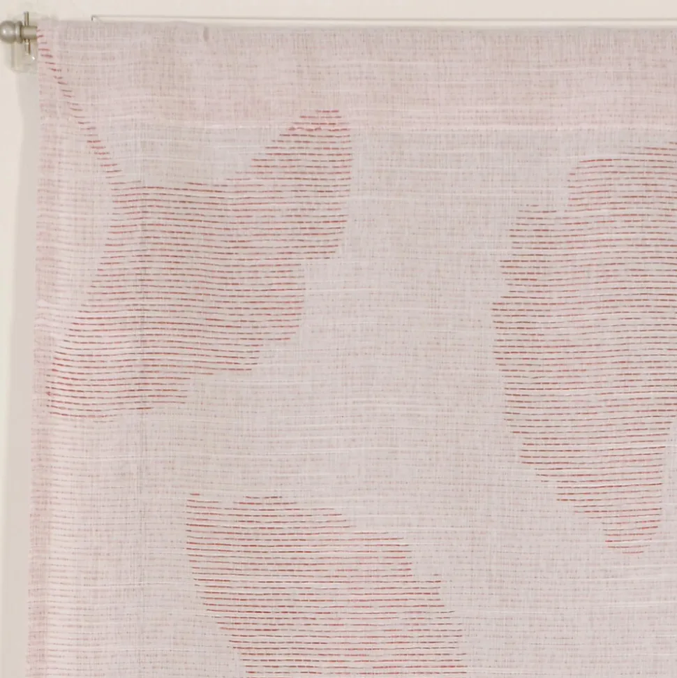 Paire de Voilages Jacquard Fleurs de Ginkgo 60x90cm Rouge