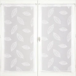Paire de Voilages Élégants avec Motif Feuilles, 60x120 cm, Blanc, Finition Passe-Tringle