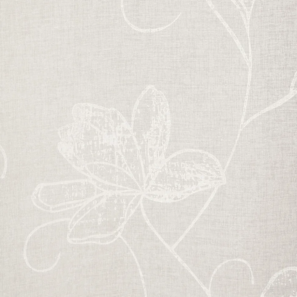 Paire de voilages élégants avec motif feuille arabesque - 60x90 cm, finition passe-tringle, Beige