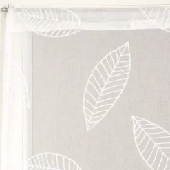 Paire de Voilages Élégants Motif Feuilles, 60x160 cm, Finition Passe-Tringle en Blanc