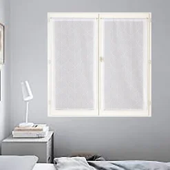 Paire de Voilages Losanges en Polyester - Finition Passe-Triangle 60x90cm Blanc
