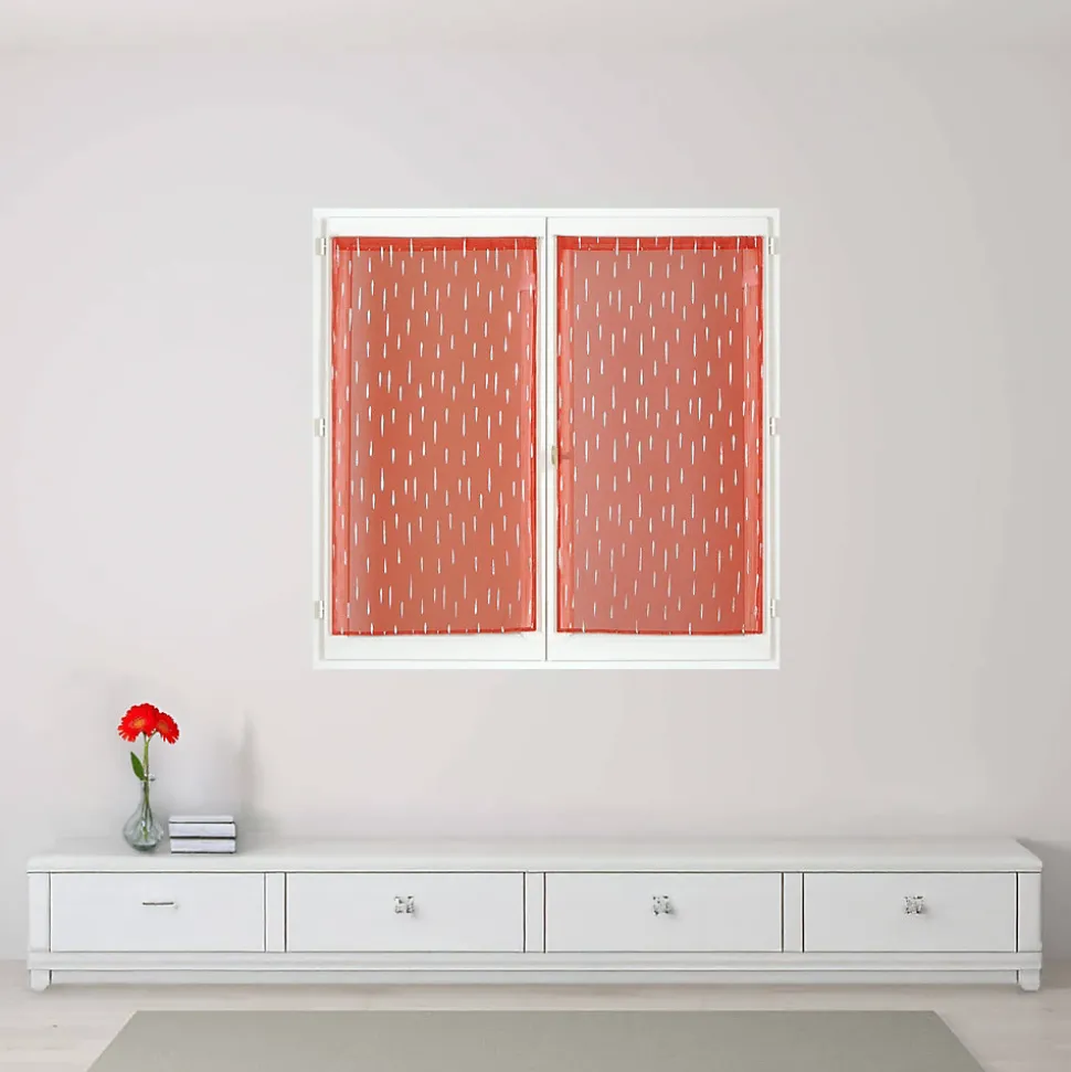 Paire de voilages métallisés terracotta 60x120cm prêts à poser