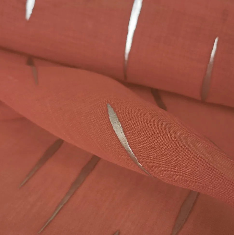 Paire de voilages métallisés terracotta 60x120cm prêts à poser