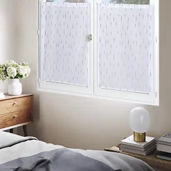Paire de voilages métallisés blancs 60x90cm avec finition passe-tringle - Prêts à poser