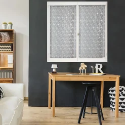 Paire de voilages métallisés 60x160cm prêts à poser en gris.